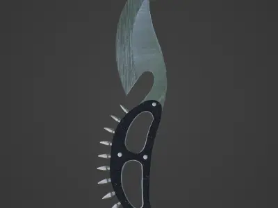 Knife Low-poly 3D model with spikes Free low-poly 3D model