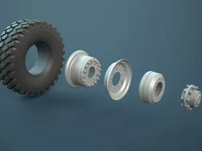 HEMTT Oshkosh Wheels High-Poly 3D model