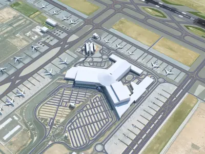 Dubai Al Maktoum International Airport 15km Low-poly 3D model