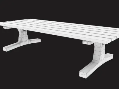 Park Bench Low-poly 3D model 13