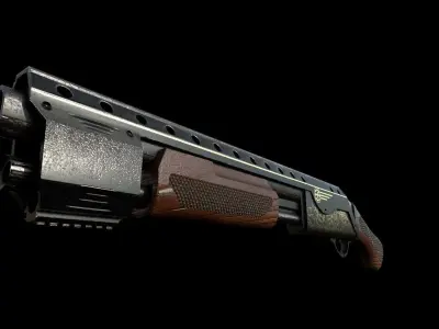 Vintage Shotgun Low-poly 3D model