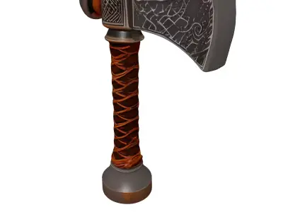 Detailed Viking Fantasy Battle Axe 3D model