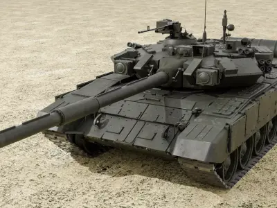 Lowpoly PBR T-90 Russian Tank Low-poly 3D model