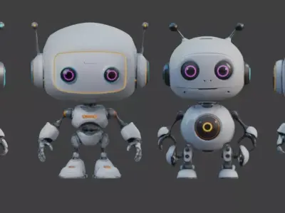 cute robots Low-poly 3D model purchase