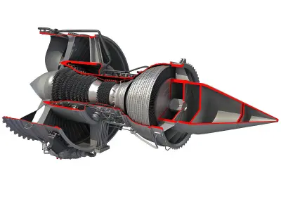 Jet Turbofan Engine Cutaway 3D model