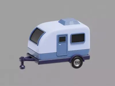 Campervan Caravan Cartoon Low-poly 3D model