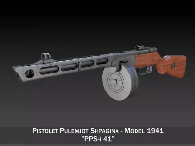 PPSh-41 - Soviet Submachine Gun 3D model