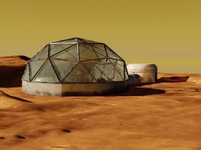 Mars base Low-poly 3D model 6
