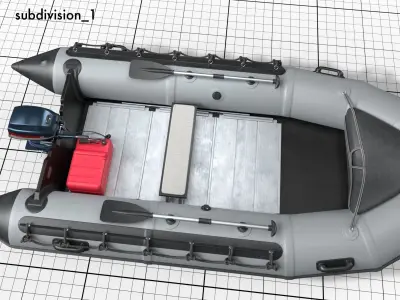 rubber dinghy with outboard motor Low-poly 3D model