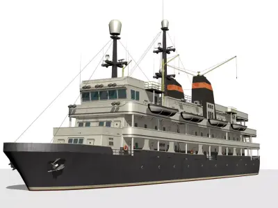 old steamboat Low-poly 3D model