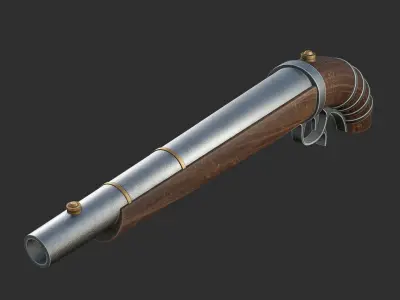 a Gun or pirate cannon Low-poly 3D model