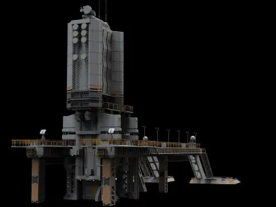 scifi radar tower 3D model