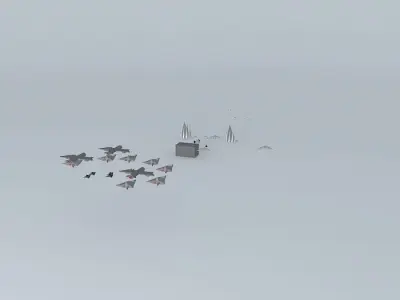 death flock of birds in snow Free 3D model