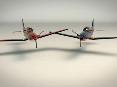 Low Poly Light Aircraft 03 Low-poly 3D model