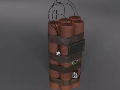 TNT Dynamite Bomb High And Low Poly 3D model