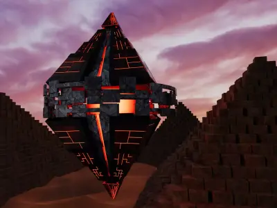 UFO 4 Pyramid Spaceship - Ovni - Flying Saucer Free 3D model