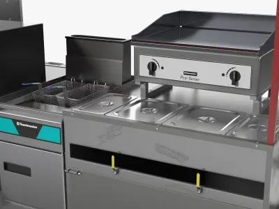Mobile Street Food Cart with Griddle 3D model