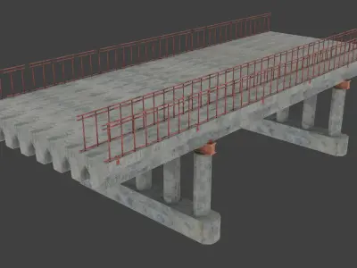 concrete bridge blocks 3D model
