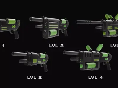 Stylized Sci-Fi Battle Poison Gun Free low-poly 3D model