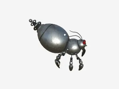 Cute Robot E10 Steel Dark - SciFi Character Design Low-poly 3D model