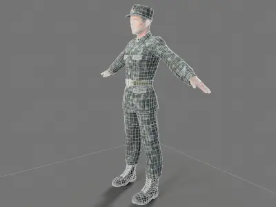 China soldier Low-poly 3D model