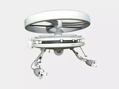 Flying Robot I07 White Gray - SciFi Character Design Low-poly 3D model