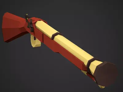 Stylized Blunderbuss Low Poly Mobile Ready Low-poly 3D model