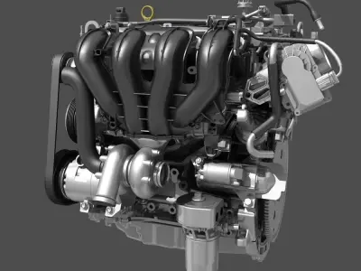 Car 4 Cylinder Engine Cutaway 3D model