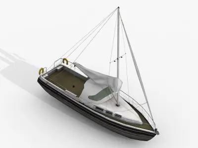 Sailboats and Yacht Collection Pack - 4 Lowpoly 3D Models Low-poly 3D model