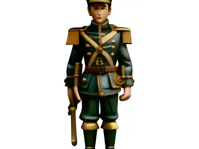 Stylized Military Officer 3D Model Low-poly 3D model