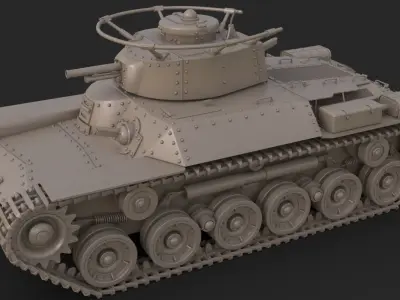 Tank Type 97 Chi Ha Green Japan Clay Mental Ray  3D model