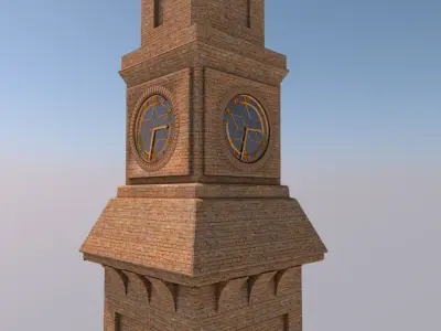 Arab Land mark Alqashla Clock Tower in Iraq Low-poly 3D model