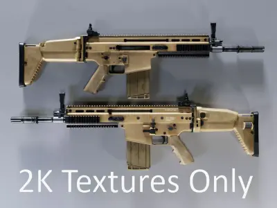 SCAR-H Assault Rifle Low-poly 3D model