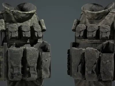 Russian 6B45 Ratnik Plate Carrier Vest Low-poly 3D model