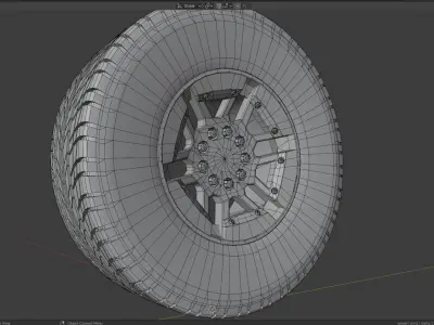 Wheel Hummer rim tyre with textures Low-poly 3D model