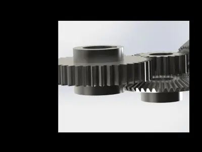 Bevel and Spur Gear Motion Free 3D model