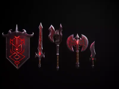 Demon Battle Pack Game Ready Fantasy Weapons Low-poly 3D model