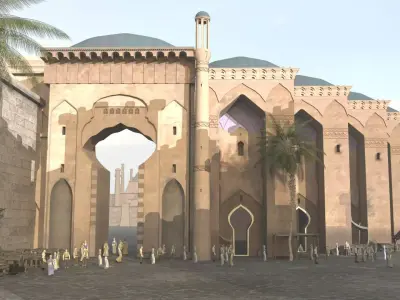Medieval Middle Eastern Palace gate Low-poly 3D model