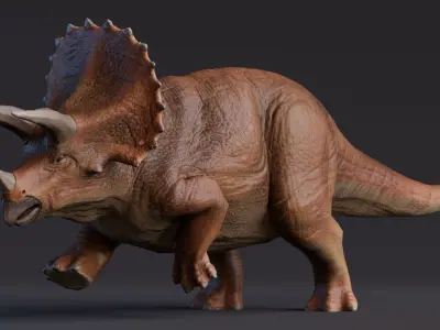 Low poly Realistic Dinosaur - Triceratops Low-poly 3D model