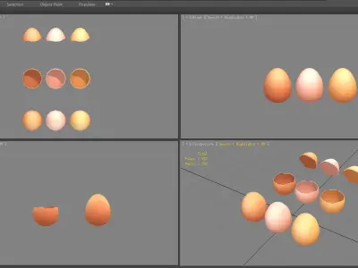 Cartoon eggs - broken egg shell Low-poly 3D model