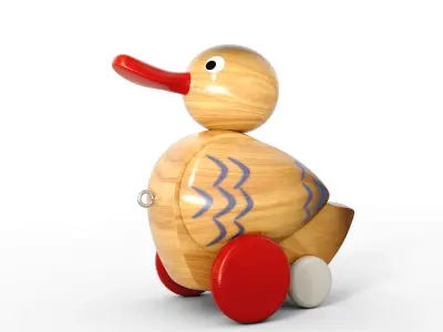 Vintage Wooden Duck Toy 3D model