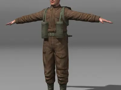 British Soldier and Lee Enfield Low-poly 3D model