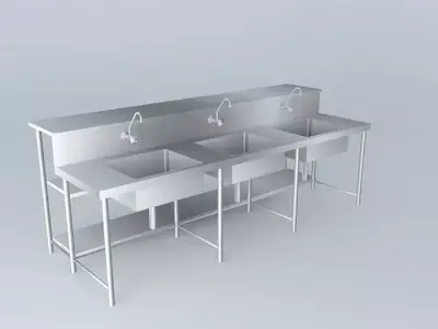Kit 225 Bench Inox 3 Cubas Alex Marques Free 3D model