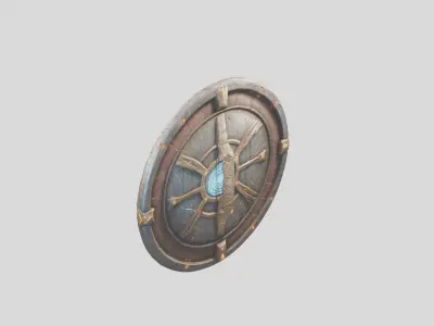 Ancient Warrior Shield with Intricate Details Low-poly 3D model