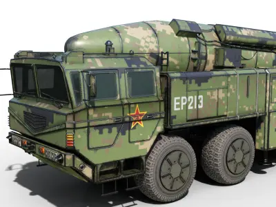 4 coatings of DF-21D CSS5D DF21D ballistic missile launcher Low-poly 3D model