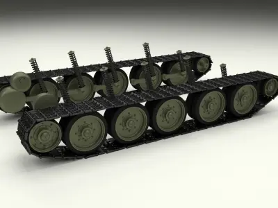 T-34 Tank Tracks and Suspension 3D model