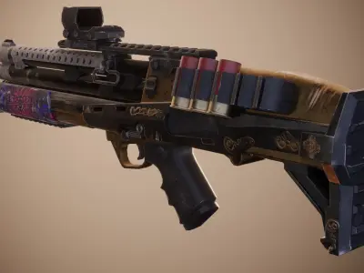 Cool Gun Low-poly 3D model