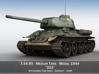 T-34 85 - Soviet medium tank - 221 3D model