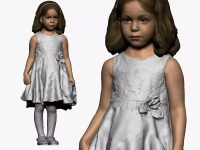 001116 little girl in white dress 3D model