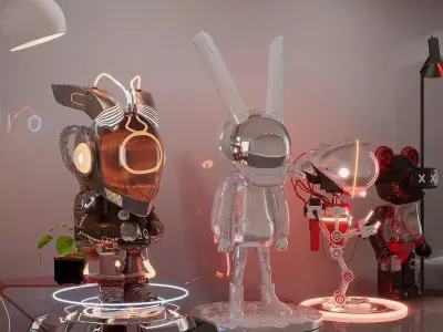 Cyberpunk robot figurine cyberpunk 3D model